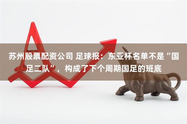 苏州股票配资公司 足球报：东亚杯名单不是“国足二队”，构成了下个周期国足的班底